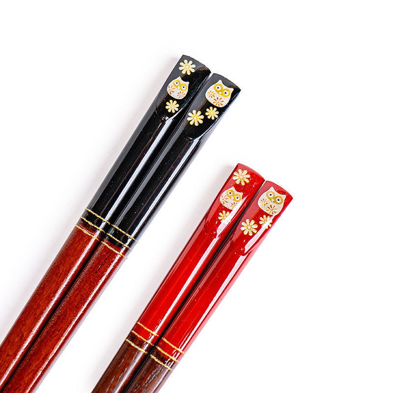 Set mit zwei japanischen Essstäbchen „Eule“