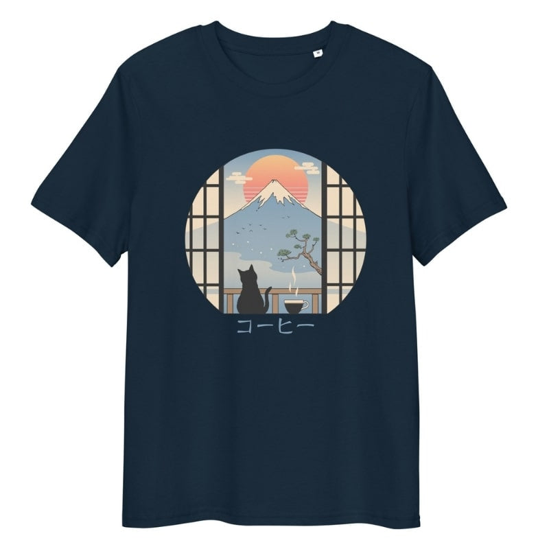 T-Shirt Japonais Chat &amp; Mont Fuji - S