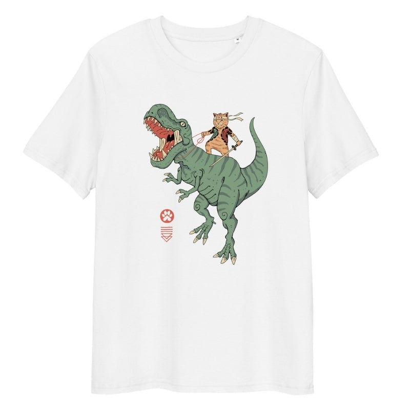 Japanisches T-Shirt Neko T-Rex - S / Weiß