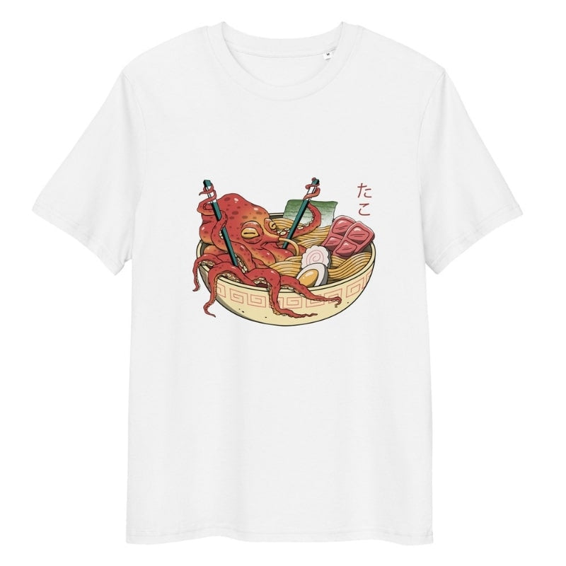 Japanisches T-Shirt Octopus Ramen - S / Weiß