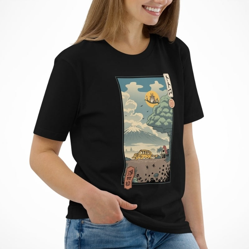 Japanisches Ukiyo-e T-Shirt Wächter des Waldes