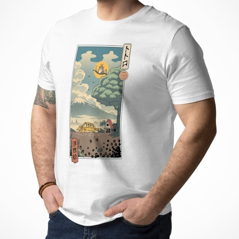 Japanisches Ukiyo-e T-Shirt Wächter des Waldes