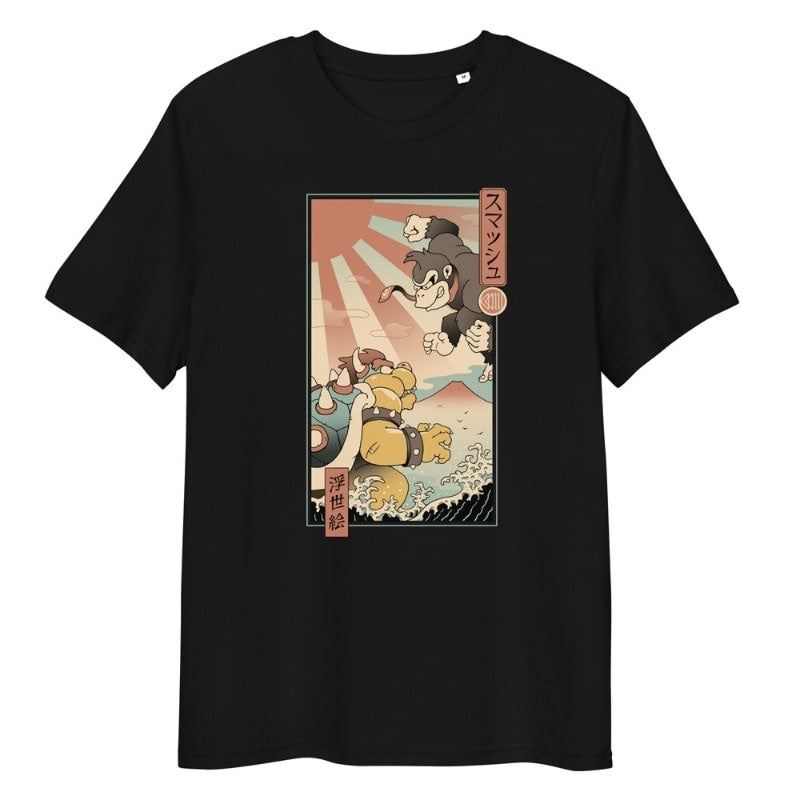 Japanisches Ukiyo-e Kaiju Smash T-Shirt - S / Schwarz