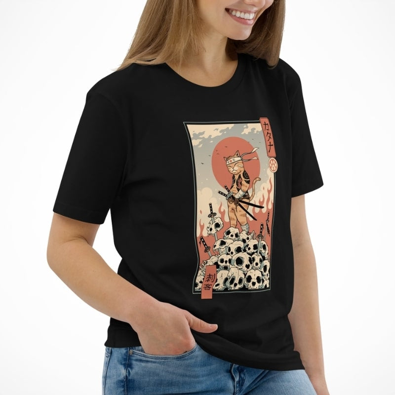 Japanisches Ukiyo-e Neko Assassin T-Shirt