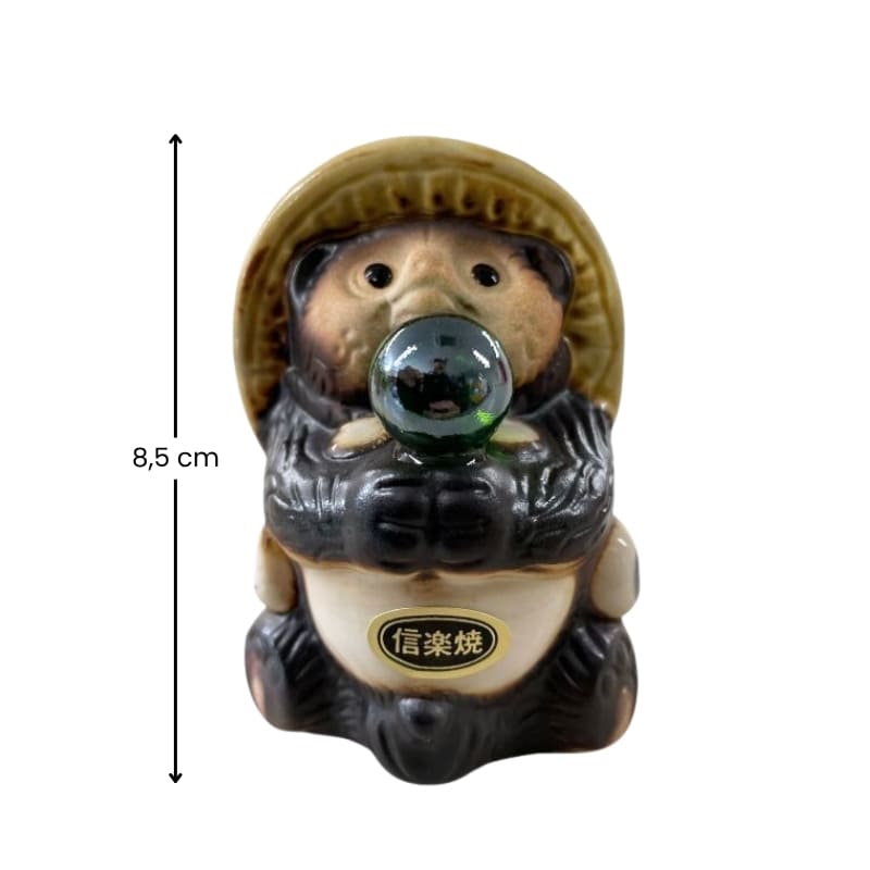 Statue Tanuki Grüne Perle