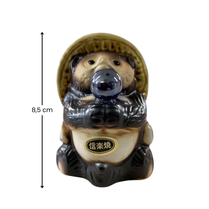 Statue Tanuki Blaue Perle