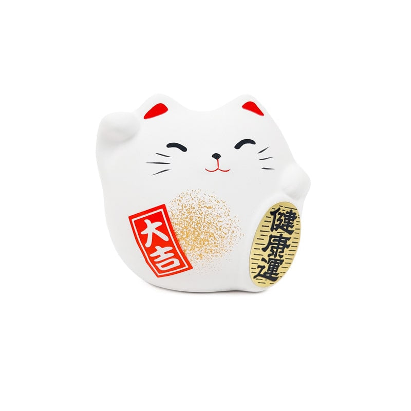 Weiße Runde Maneki Neko Glückskatze