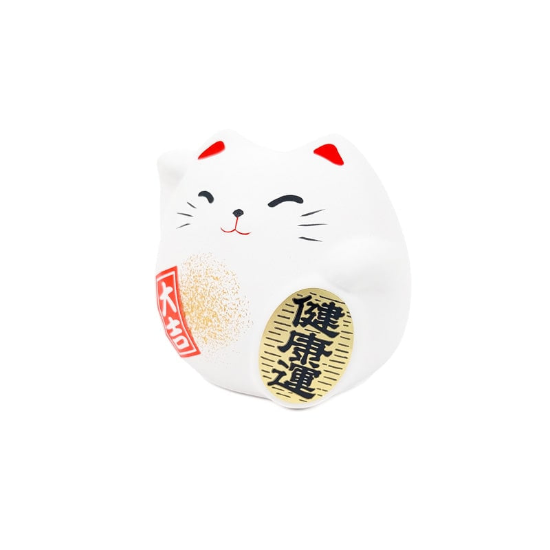 Weiße Runde Maneki Neko Glückskatze