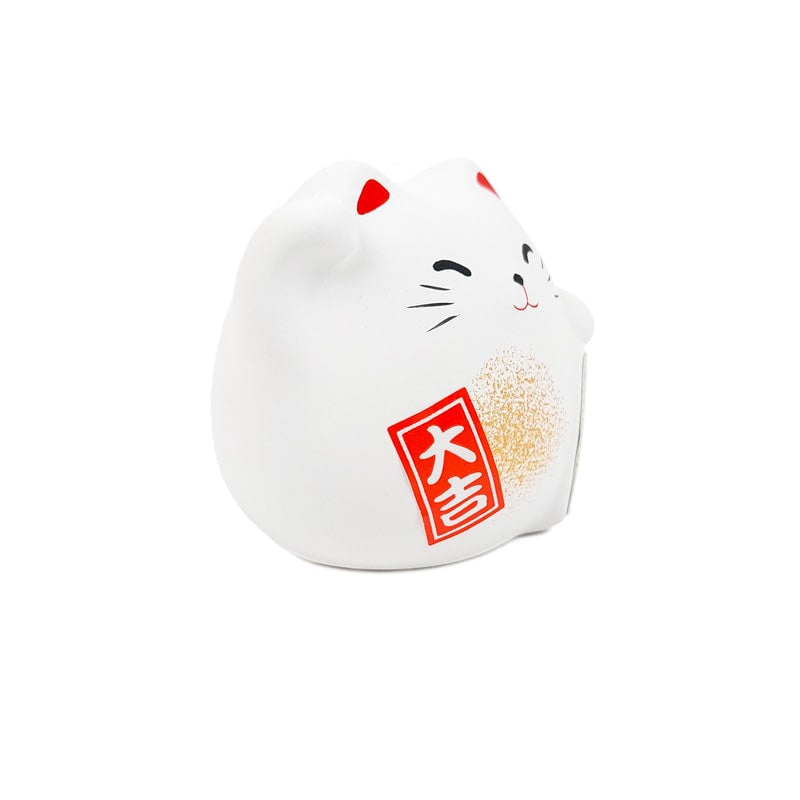 Weiße Runde Maneki Neko Glückskatze