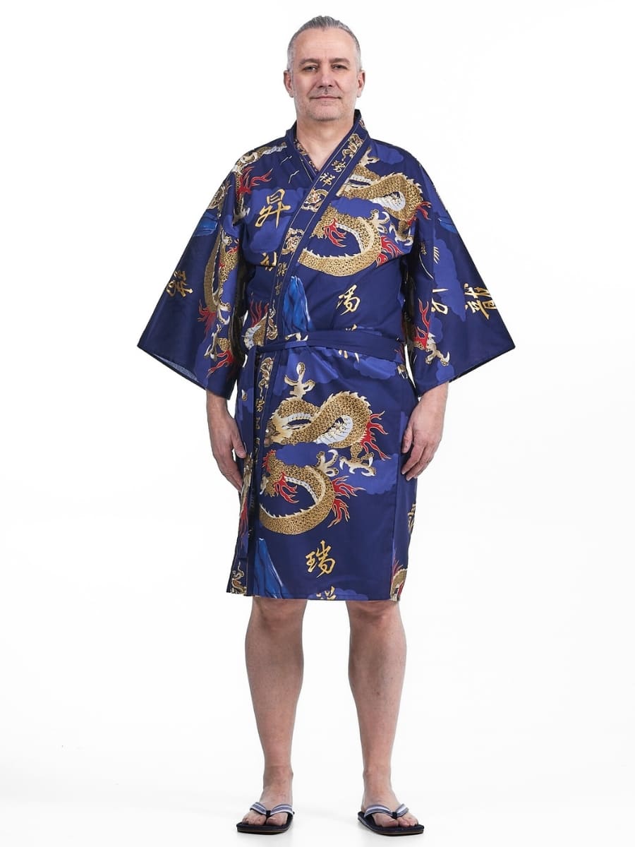 Yukata Kimono Männer - Happi Drache Einheitsgröße