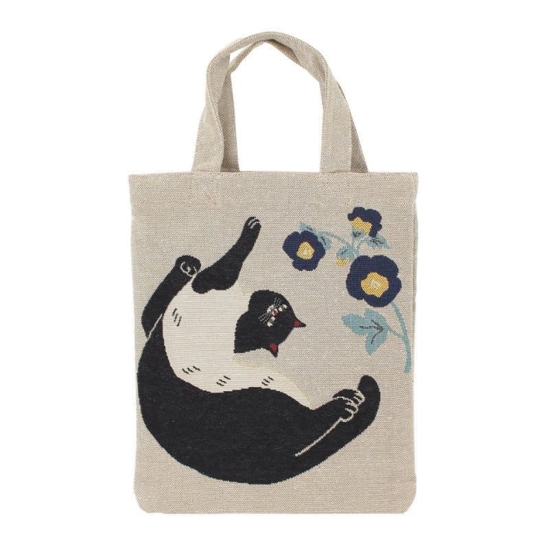 Tote Bag Japanische Katze Grau